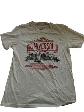 The Lost Bros Universal Tour Graphic Short Sleeve Tee - Cream with Red Print